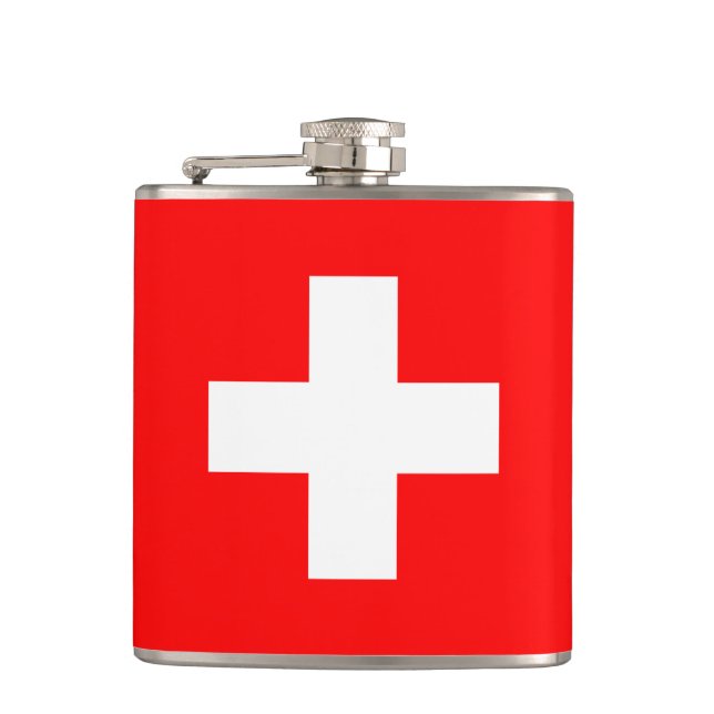Swiss Flag & holiday Switzerland /sports fans Hip Flask (Front)