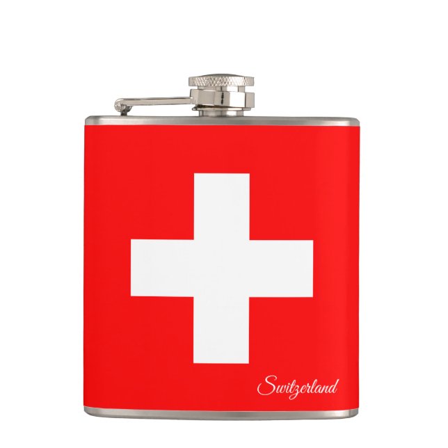 Swiss Flag & holiday Switzerland /sports fans Hip Flask (Front)
