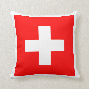 Swiss Flag I Love Switzerland Red and White Cushion