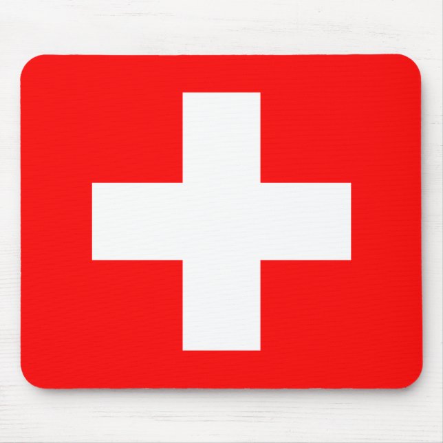 Swiss Flag I Love Switzerland Red and White Mouse Pad (Front)
