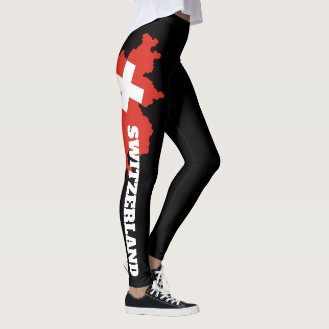 Swiss Flag Leggings - Switzerland Map Design Tight (Right)