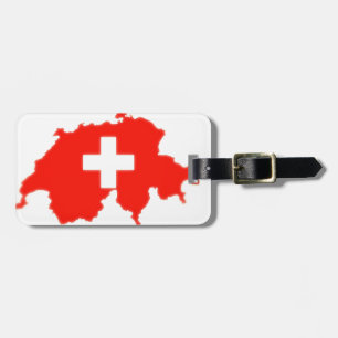Swiss flag map luggage tag
