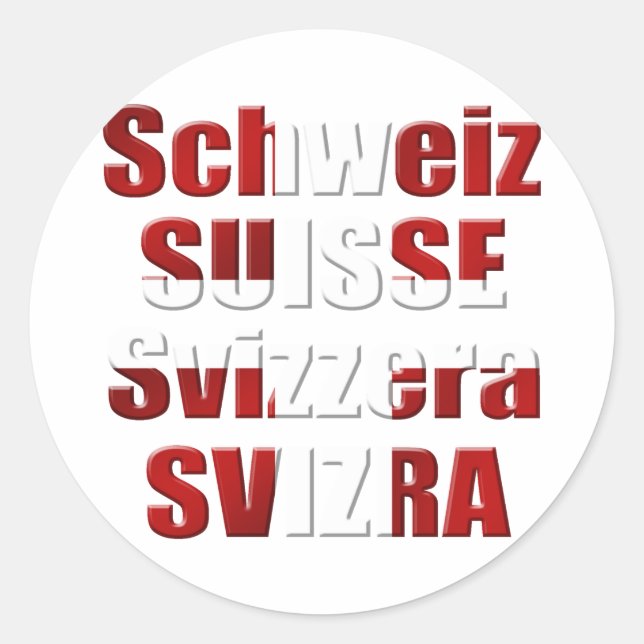 Swiss Flag of Switzerland Official languages Gift Classic Round Sticker (Front)
