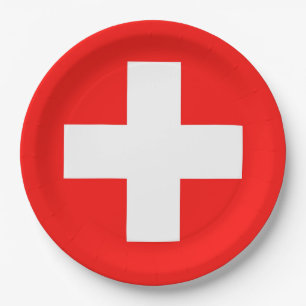 Swiss flag paper plate