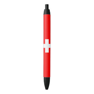 Swiss Flag (Switzerland) Black Ink Pen