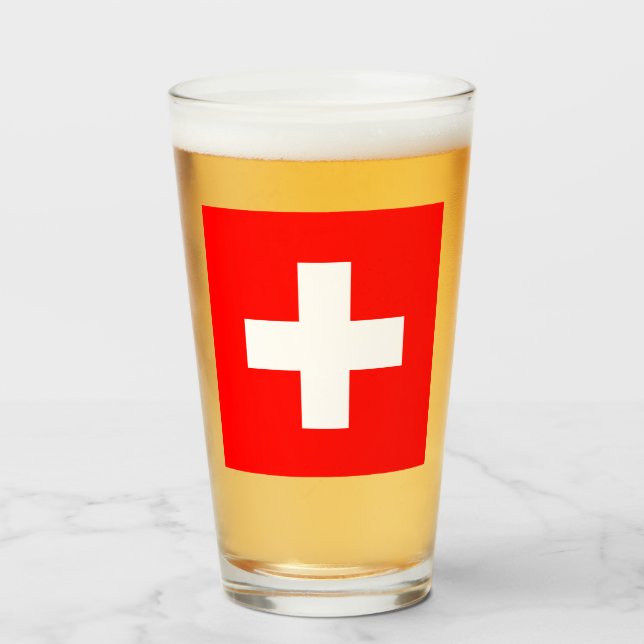 Swiss Flag (Switzerland) Glass (Front Filled)