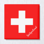Swiss flag & Switzerland holiday/sports fans Magnet<br><div class="desc">Fridge Magnets: Switzerland & Swiss Flag, Europe - love my country, travel, holiday gifts</div>