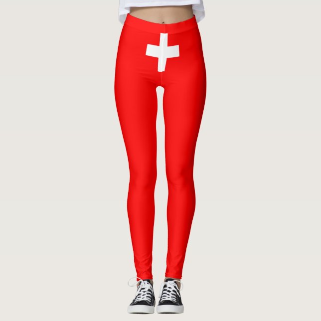 Swiss Flag (Switzerland) Leggings (Front)