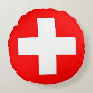 Swiss Flag (Switzerland) Round Cushion