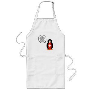 Swiss Flag Talking Mr. Penguin Long Apron