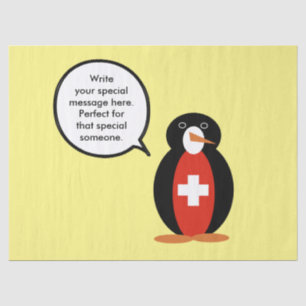 Swiss Flag Talking Mr. Penguin Tissue Paper