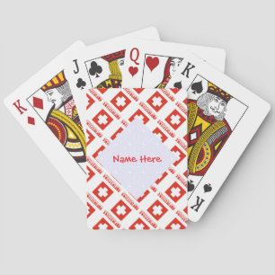Swiss Flag Tiled Personalised Playing Cards