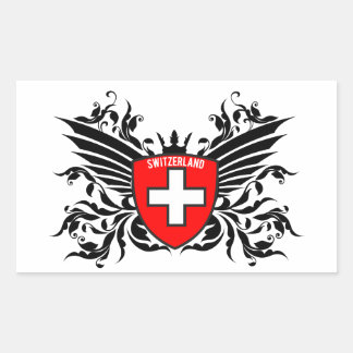 Swiss flags with wings rectangular sticker
