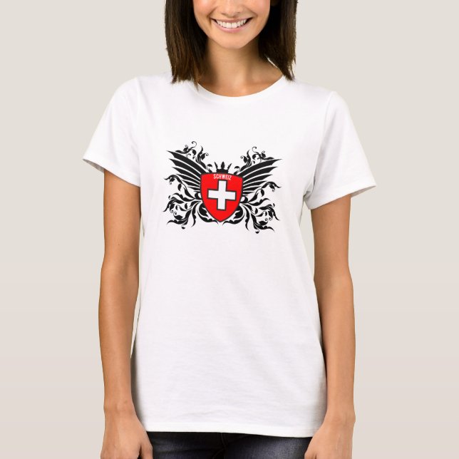 Swiss flags with wings T-Shirt (Front)