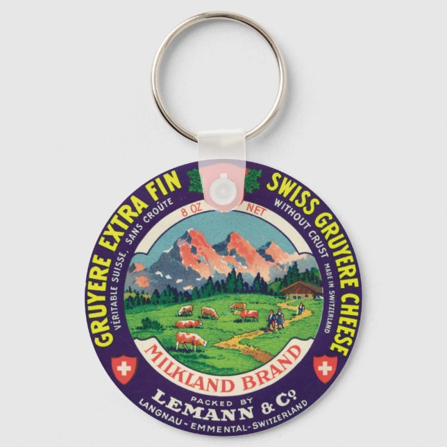 Swiss Gruyere Cheese Langnau Emmental Switzerland Key Ring (Front)