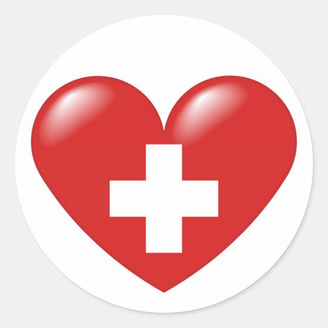 Swiss heart - Schweizer Herz - Coeur suisse Classic Round Sticker (Front)