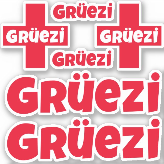 Swiss Hello Gruezi Die-Cut Stickers (Front)