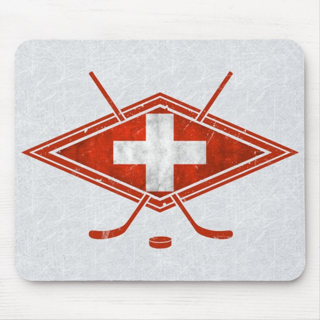 Swiss Ice Hockey Flag Switzerland Mouse Pad (Front)
