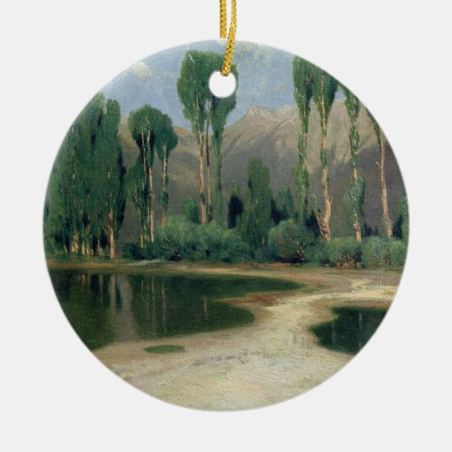 Swiss Landscape Ceramic Tree Decoration (Front)