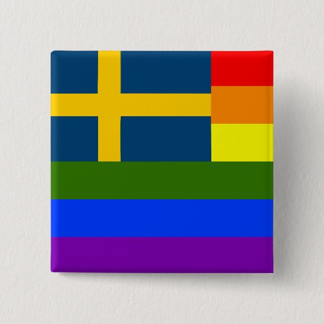 SWISS LGBT RAINBOW FLAG SWEDEN PRIDE 15 CM SQUARE BADGE (Front)