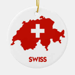 SWISS MAP CERAMIC ORNAMENT