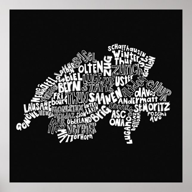 Swiss map ink art print (Front)