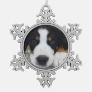Swiss Mountain Dog Pewter Snowflake Ornament