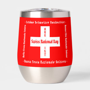 Swiss National Day in Four Languages Swiss Flag