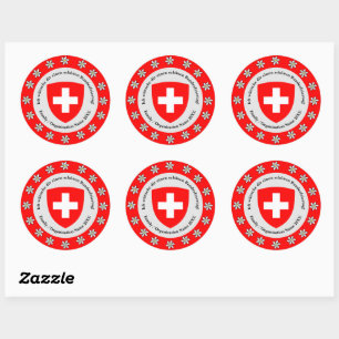 Swiss National Day Switzerland Flag Edelweiss  Classic Round Sticker