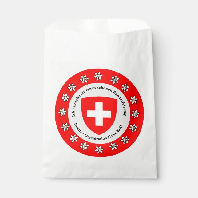 Swiss National Day Switzerland Flag Edelweiss Favour Bag (Front)