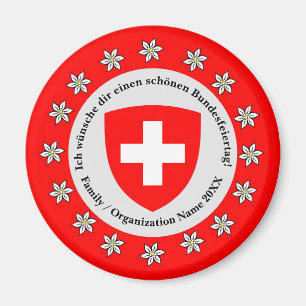 Swiss National Day Switzerland Flag Edelweiss  Magnet