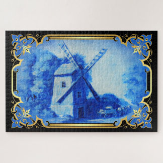 Swiss/Norwegian/Holland windmill delft blue Jigsaw Puzzle