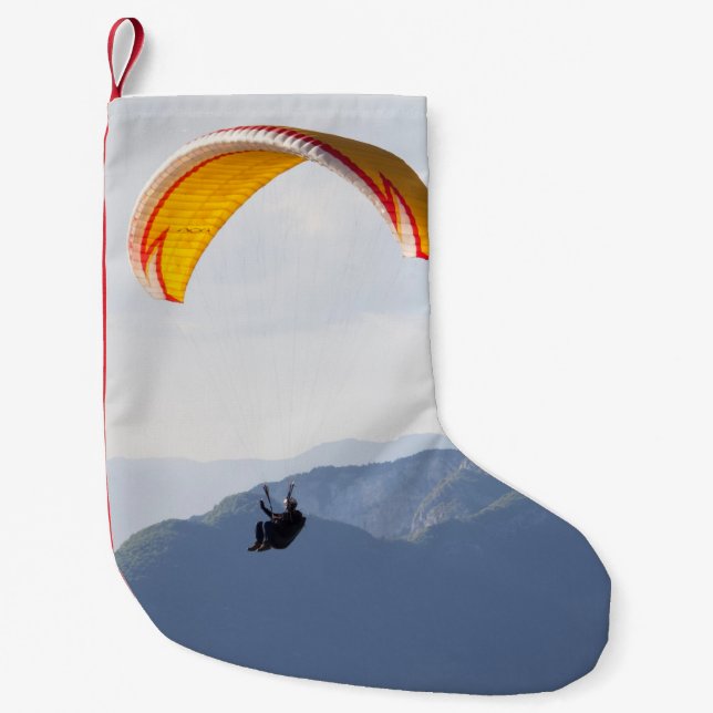 Swiss Paragliding Orange Fun Fabulous Epic Small Christmas Stocking (Front)