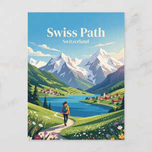 Swiss Path, Lake Lucerne Switzerland Postcard