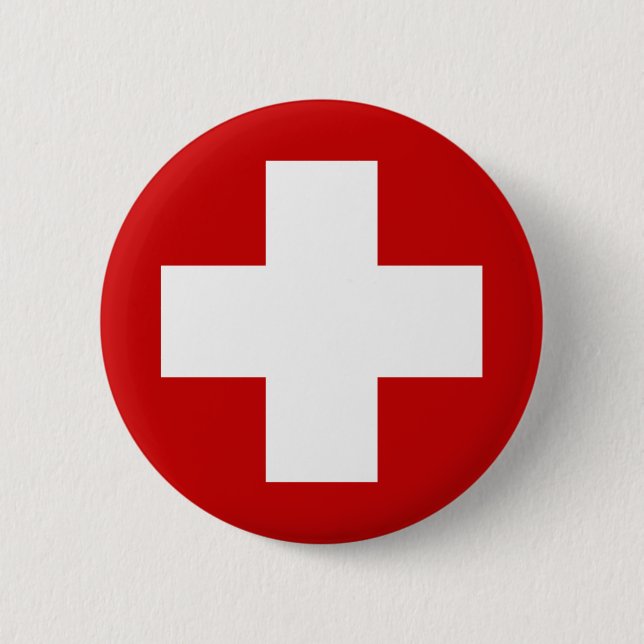 Swiss Red Cross Emergency Roundell 6 Cm Round Badge (Front)