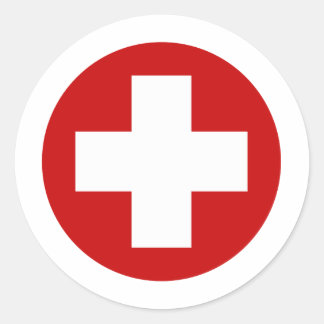 Swiss Red Cross Emergency Roundell Classic Round Sticker