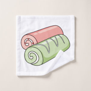 Swiss roll / roll cake cartoon illustration  bath towel set