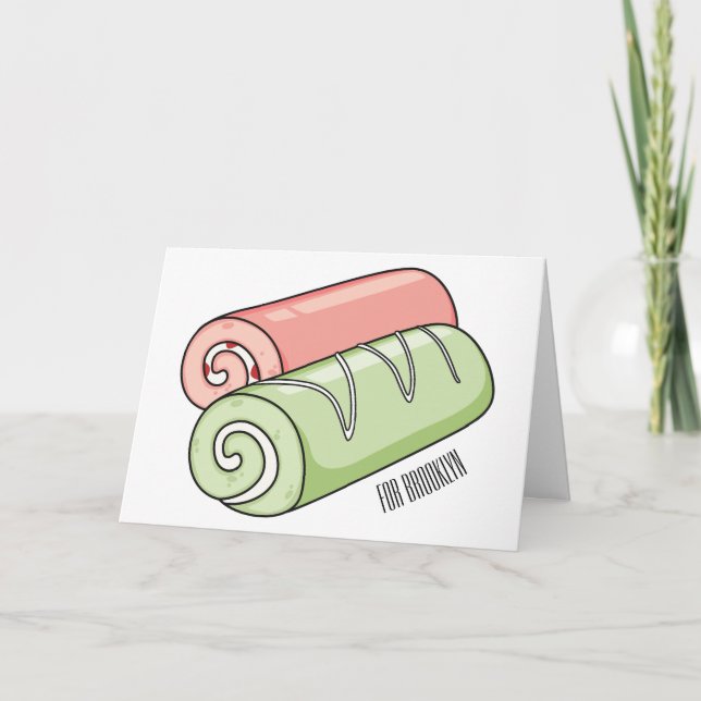 Swiss roll / roll cake cartoon illustration  card (Front)