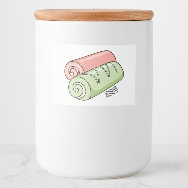 Swiss roll / roll cake cartoon illustration  food label (Front)