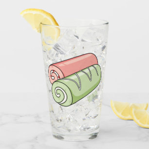 Swiss roll / roll cake cartoon illustration  glass