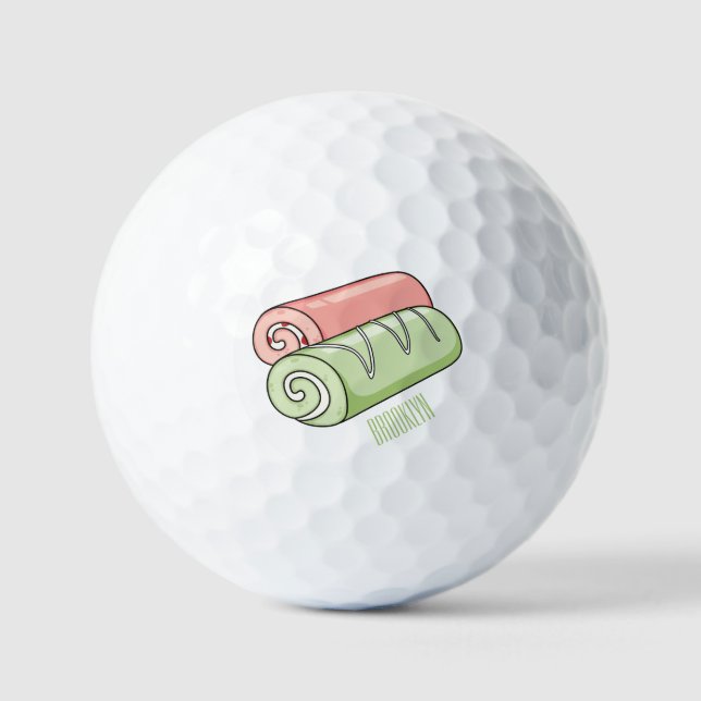 Swiss roll / roll cake cartoon illustration  golf balls (Front)