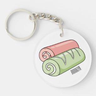 Swiss roll / roll cake cartoon illustration  key ring