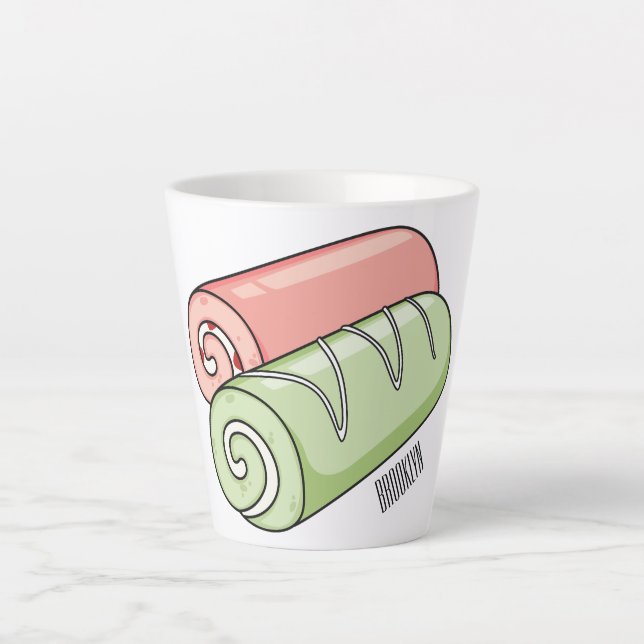 Swiss roll / roll cake cartoon illustration  latte mug (Front)
