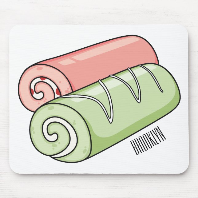 Swiss roll / roll cake cartoon illustration  mouse pad (Front)