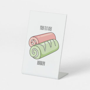 Swiss roll / roll cake cartoon illustration pedestal sign