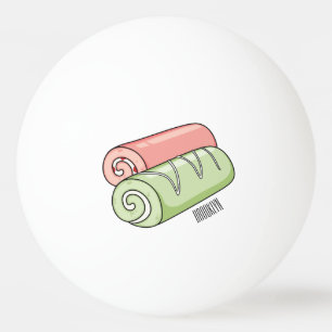 Swiss roll / roll cake cartoon illustration  ping pong ball