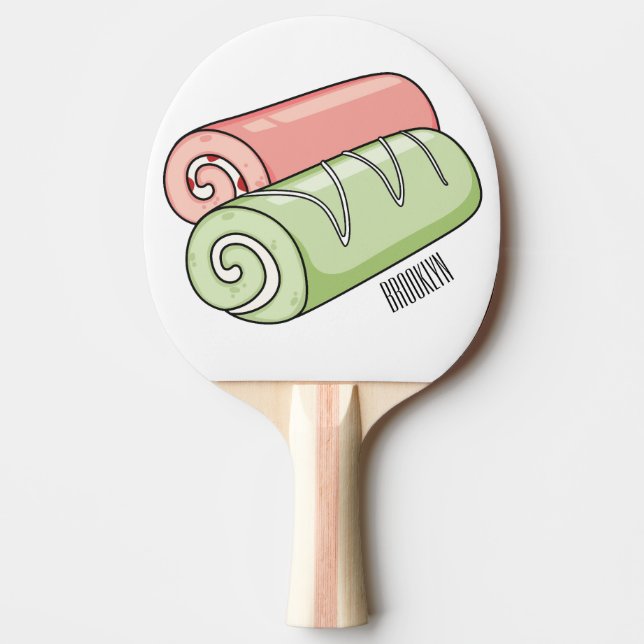 Swiss roll / roll cake cartoon illustration  ping pong paddle (Front)