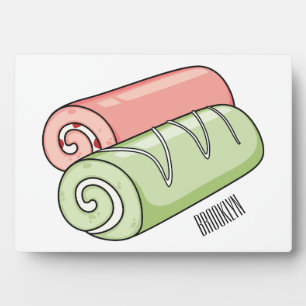 Swiss roll / roll cake cartoon illustration plaque