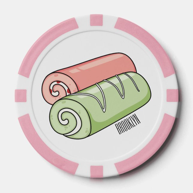 Swiss roll / roll cake cartoon illustration  poker chips (Front)