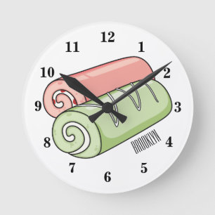 Swiss roll / roll cake cartoon illustration round clock